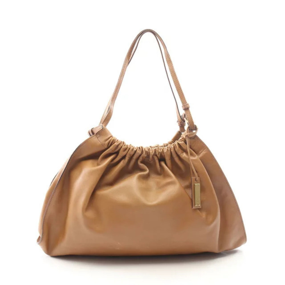 Gucci brown leather shoulder bag slouched silhouette ruched gathering